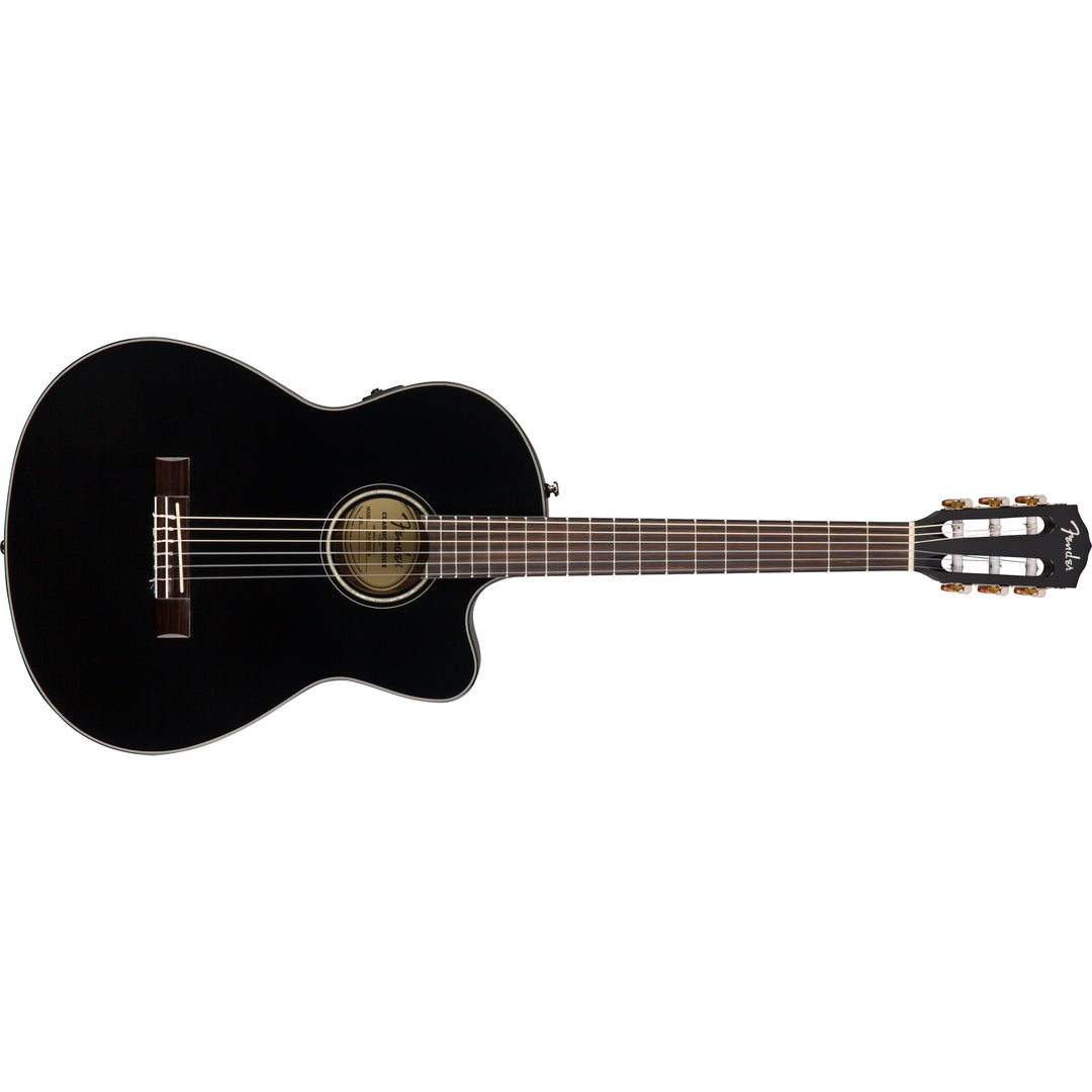 Fender CN-140SCE Nylon Thinline Walnut Fingerboard Classical Guitar w/ Case - Black
