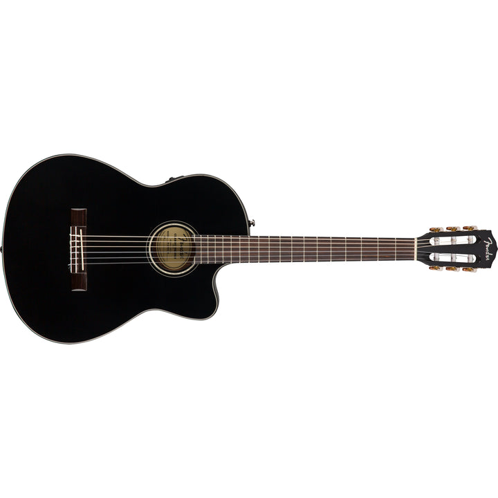 Fender CN-140SCE Nylon Thinline Walnut Fingerboard Classical Guitar w/ Case - Black