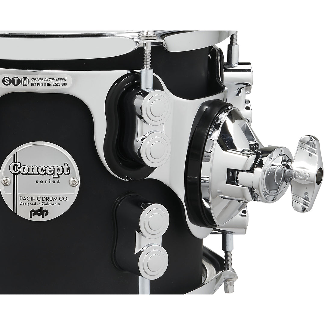 PDP Concept Maple Finish Ply CM5 5-Piece Kit Shell Pack w/ Chrome Hardware (18x22 w/ BDM, 8x10, 9x12, 14x16FT, 5.5x14 Snare) - Satin Black