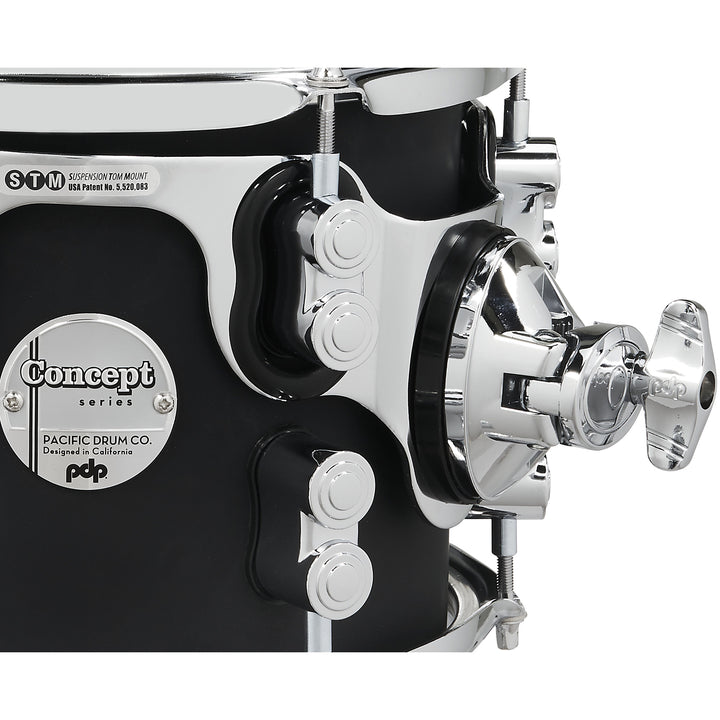 PDP Concept Maple Finish Ply CM5 5-Piece Kit Shell Pack w/ Chrome Hardware (18x22 w/ BDM, 8x10, 9x12, 14x16FT, 5.5x14 Snare) - Satin Black