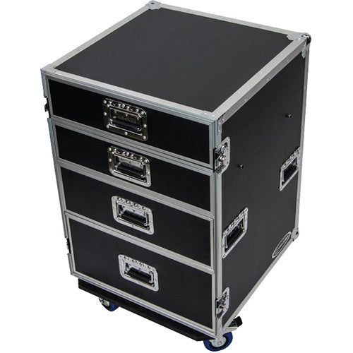 Odyssey FZWB4WDLX Flight Zone Deluxe 4-Drawer Workbox Tour Case with Casters & Side Table