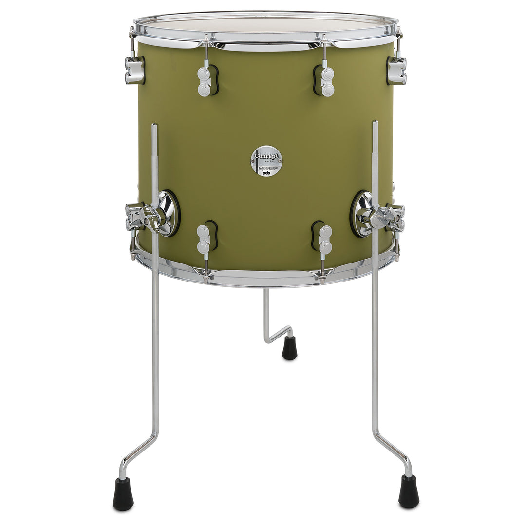 PDP Concept Maple Finish Ply 14x16 Floor Tom w/ Chrome Hardware - Satin Olive