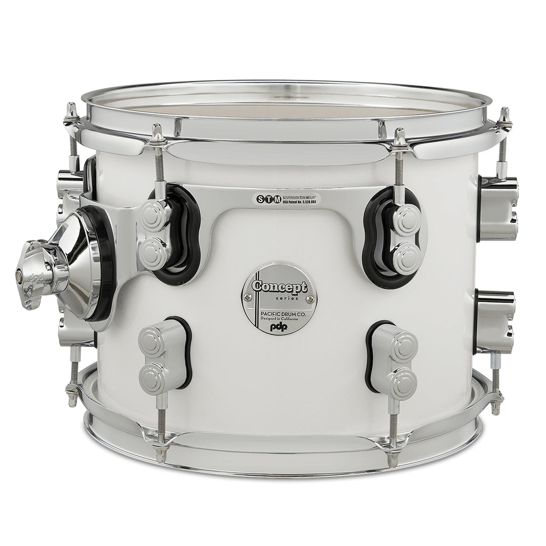 PDP Concept Maple Lacquer 8x10 Suspended Tom w/ Chrome Hardware - Pearlescent White