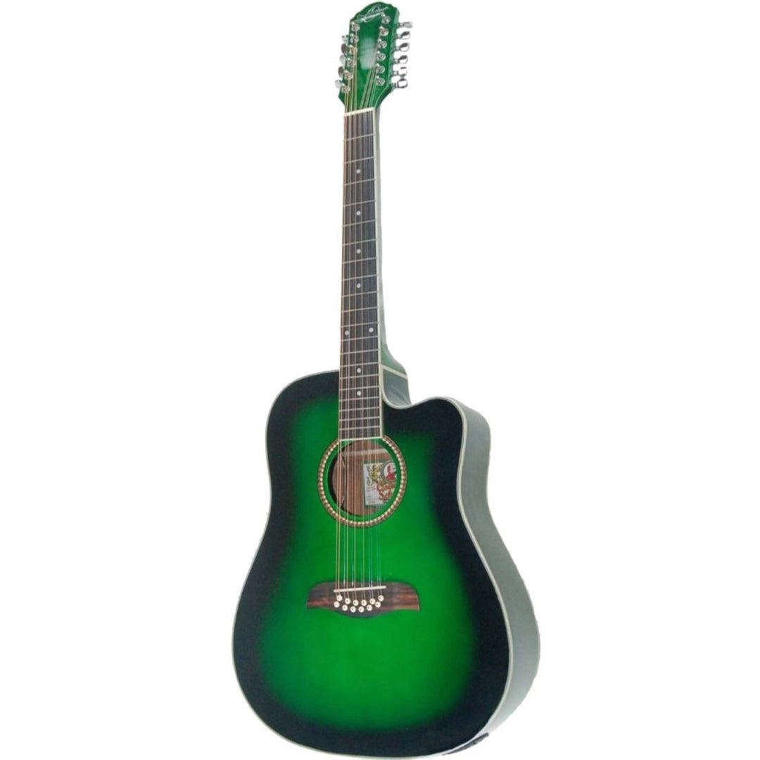 Oscar Schmidt OD312CETGR-A Acoustic Guitar 12-String Dreadnought Trans Green Barcus Berry EQ4T