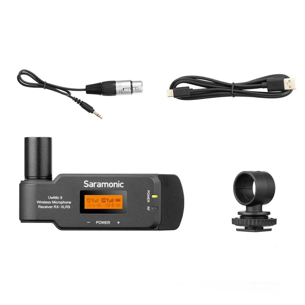 Saramonic UWMIC9 RX-XLR9 Compact Dual-Channel XLR Plug-In UHF Wireless Reciever for Professional Video, DSLR & Mirrorless Cameras