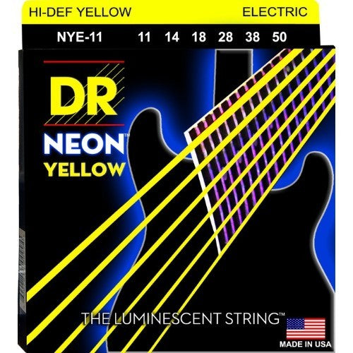 DR Strings NYE-11 (Heavy) - Hi-Def NEON YELLOW:  Coated Electric: 11, 14, 18, 28, 38, 50