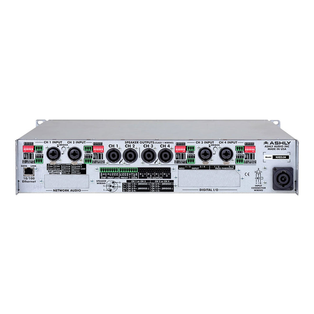 Ashly nXe3.04 amplifier plus OPDante and OPDAC4 Option Cards