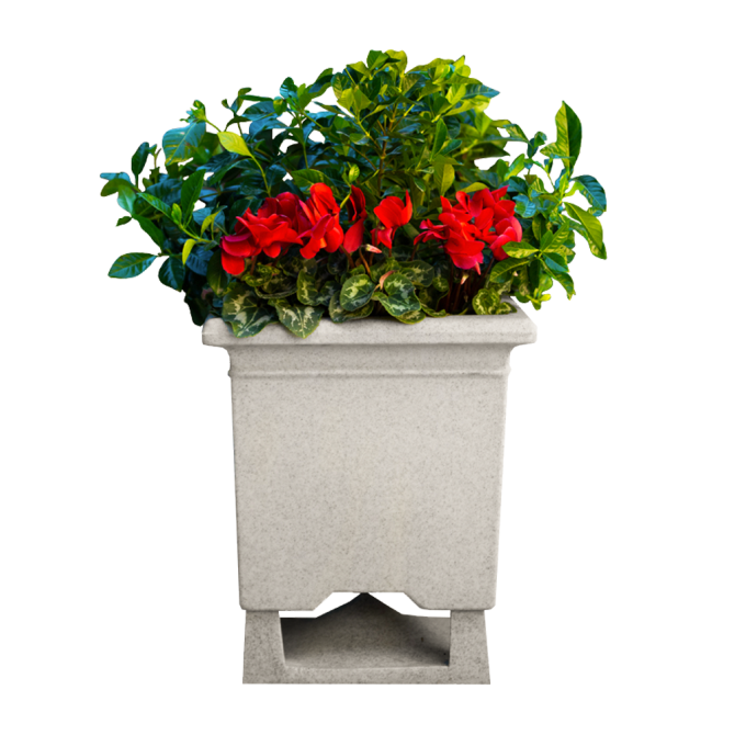 Rockustics Outdoor 17" Square Planter Speaker in Granite Grey w/ Transformer