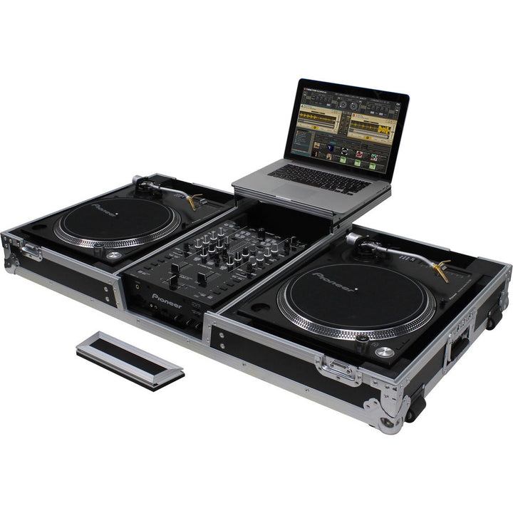 Odyssey FZGSLBM10WR Flight Zone Universal Turntable DJ Coffin w/ Wheels & Glide Shelf