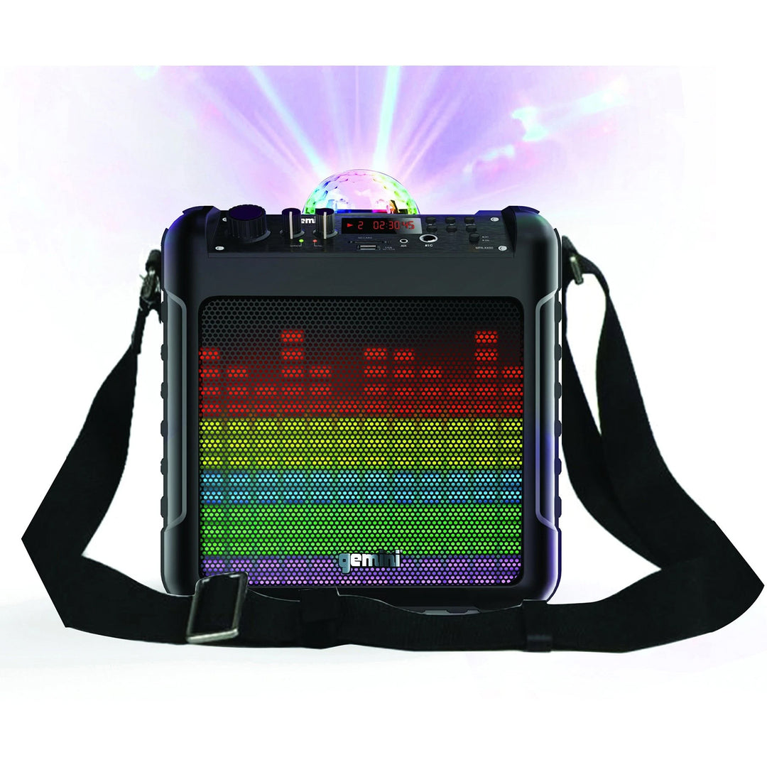 Gemini MPA-K650 Battery-Powered Karaoke Speaker 6.5” w/ LED Lightshow and Wired Microphone