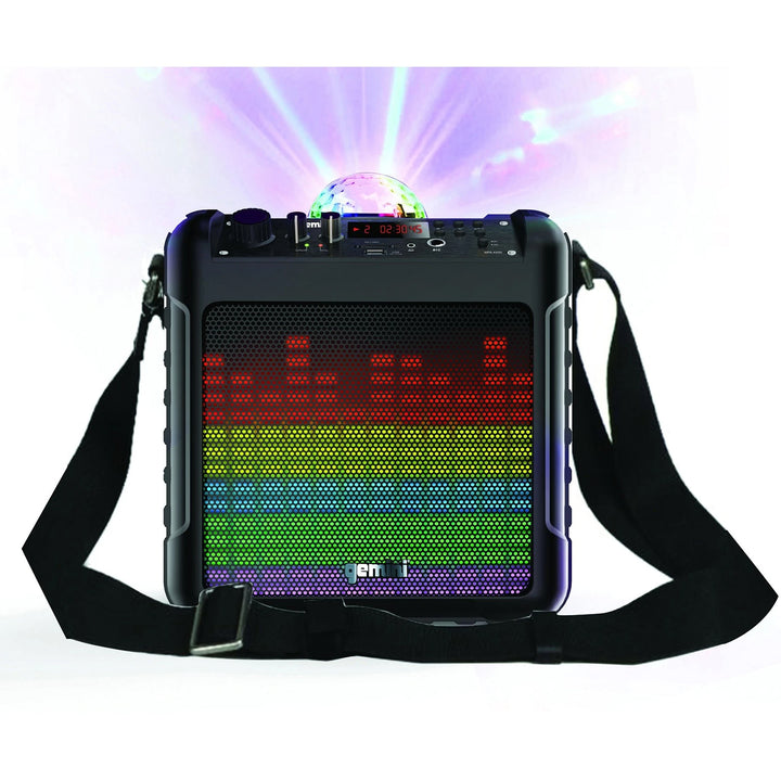 Gemini MPA-K650 Battery-Powered Karaoke Speaker 6.5” w/ LED Lightshow and Wired Microphone