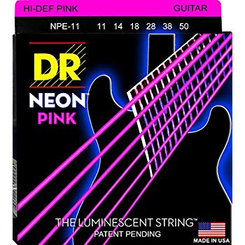 DR Strings NPE-11 (Heavy) - Hi-Def NEON PINK:  Coated Electric: 11, 14, 18, 28, 38, 50