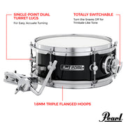 Pearl SFS10C750 Short Fuse 10''x4.5'' Snare Drum with Mount and Clamp/ Brushed Pewter