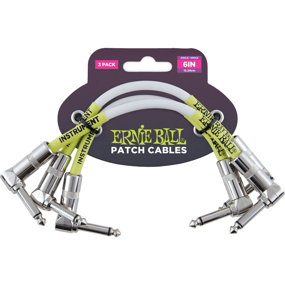 Ernie Ball Angle Patch Cable (3-Pack) White 6”
