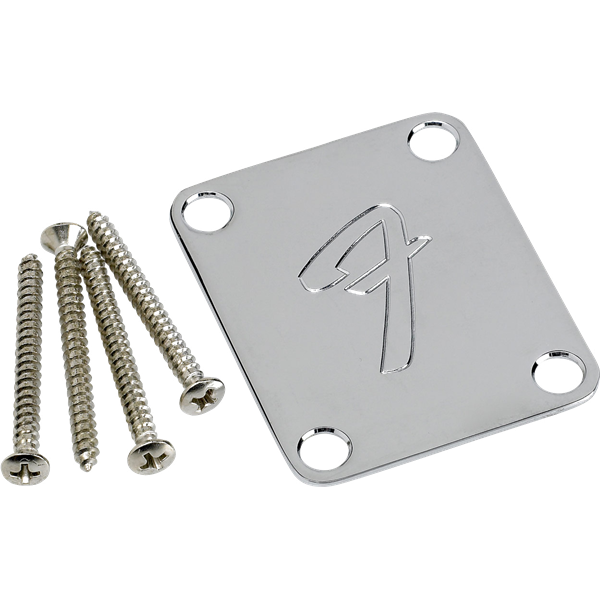 Fender 4-Bolt '70s Vintage-Style F Logo Neck Plate - Chrome