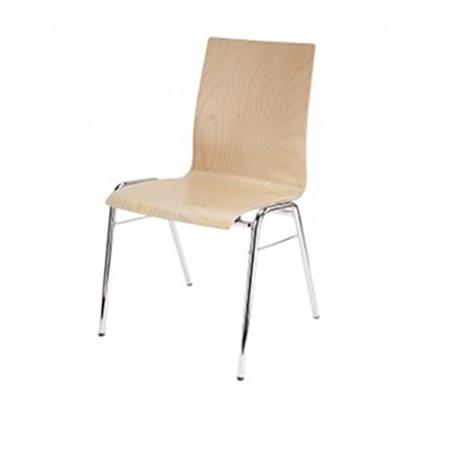 K&M 13400 Stacking Chair - Beech Wood, Chrome Legs