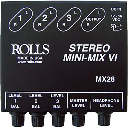 Rolls MX28 Mini-Mix VI 3 CH Stereo Mixer