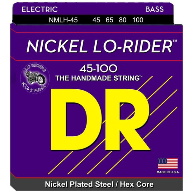 DR Strings NMLH-45 (Medium - Light) - NICKEL LO-RIDER  - Nickel Plated Bass: 45, 65, 80, 100