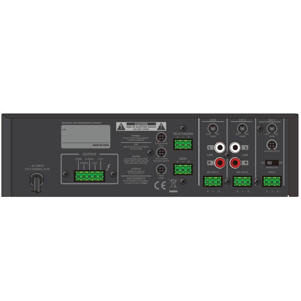 Quest 65BT Mixer Amplifier 4Ω, 8Ω or 25V/70V with Built-in Bluetooth, FM Tuner and Media Player