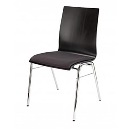 K&M 13415 Stacking Chair - Black Seat, Chrome Legs
