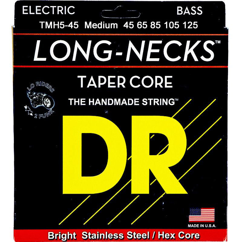 DR Strings TMH5-45 (Medium 5's) - LONG NECKS  - Tapered Stainless Steel: 45, 65, 85, 105, 125
