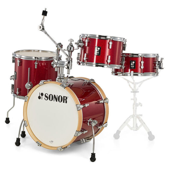 Sonor AQX Jazz Set 4-Piece Drum Kit  with Cymbal / Tom Holder - Red Moon Sparkle