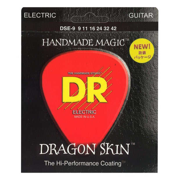 DR Strings DSE-9 (Light) - Dragon Skin Clear Coated Electric: 9, 11, 16, 24, 32, 42