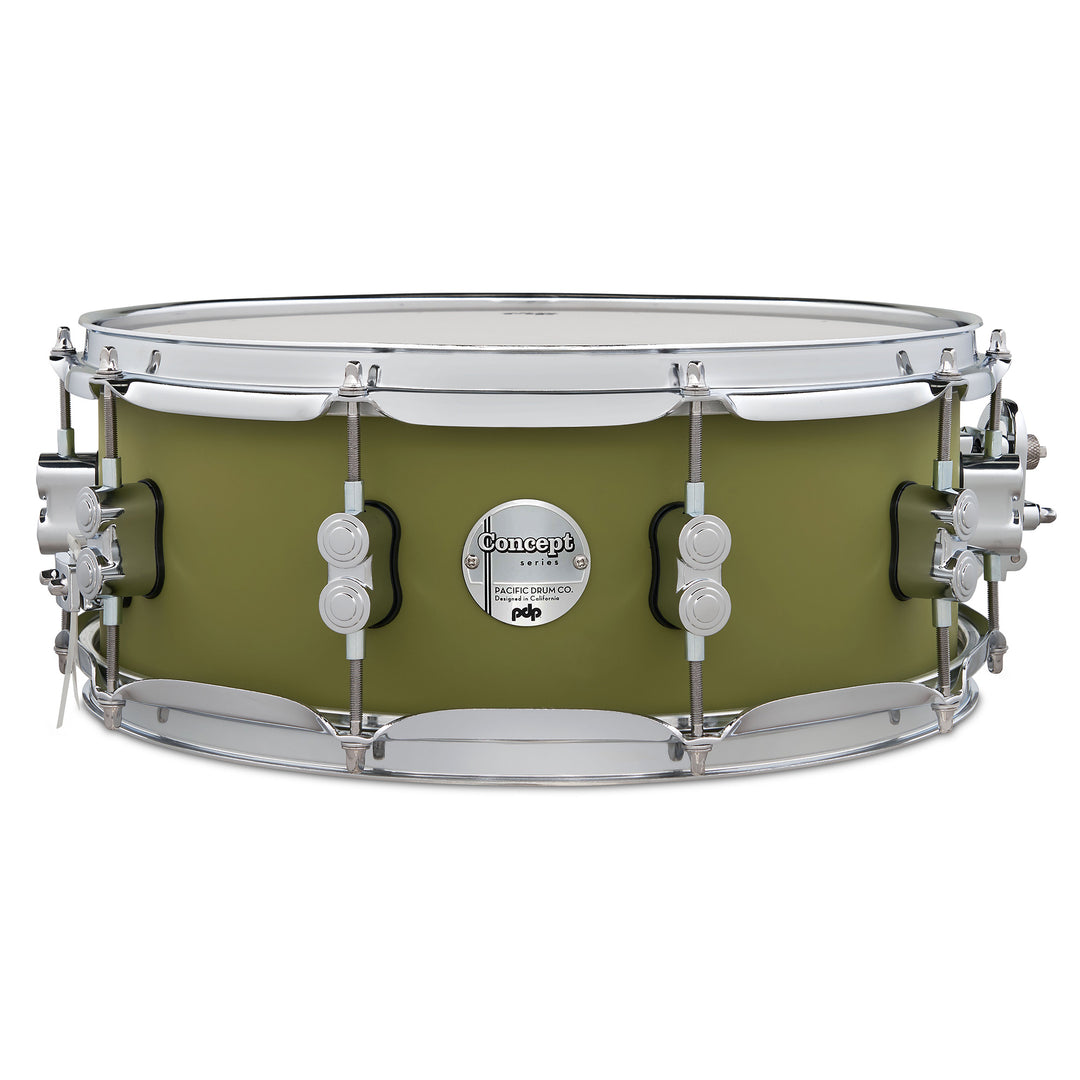 PDP Concept Maple Finish Ply 5.5x14 Snare Drum w/ Chrome Hardware - Satin Olive