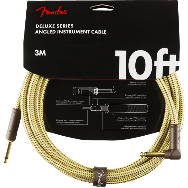 Fender Deluxe Series Instrument Cable, Tweed - 10ft