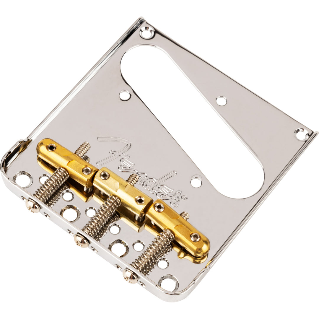 Fender 3-Saddle Top-Load/String-Through Tele Bridge with Compensated Brass “Bullet” Saddles