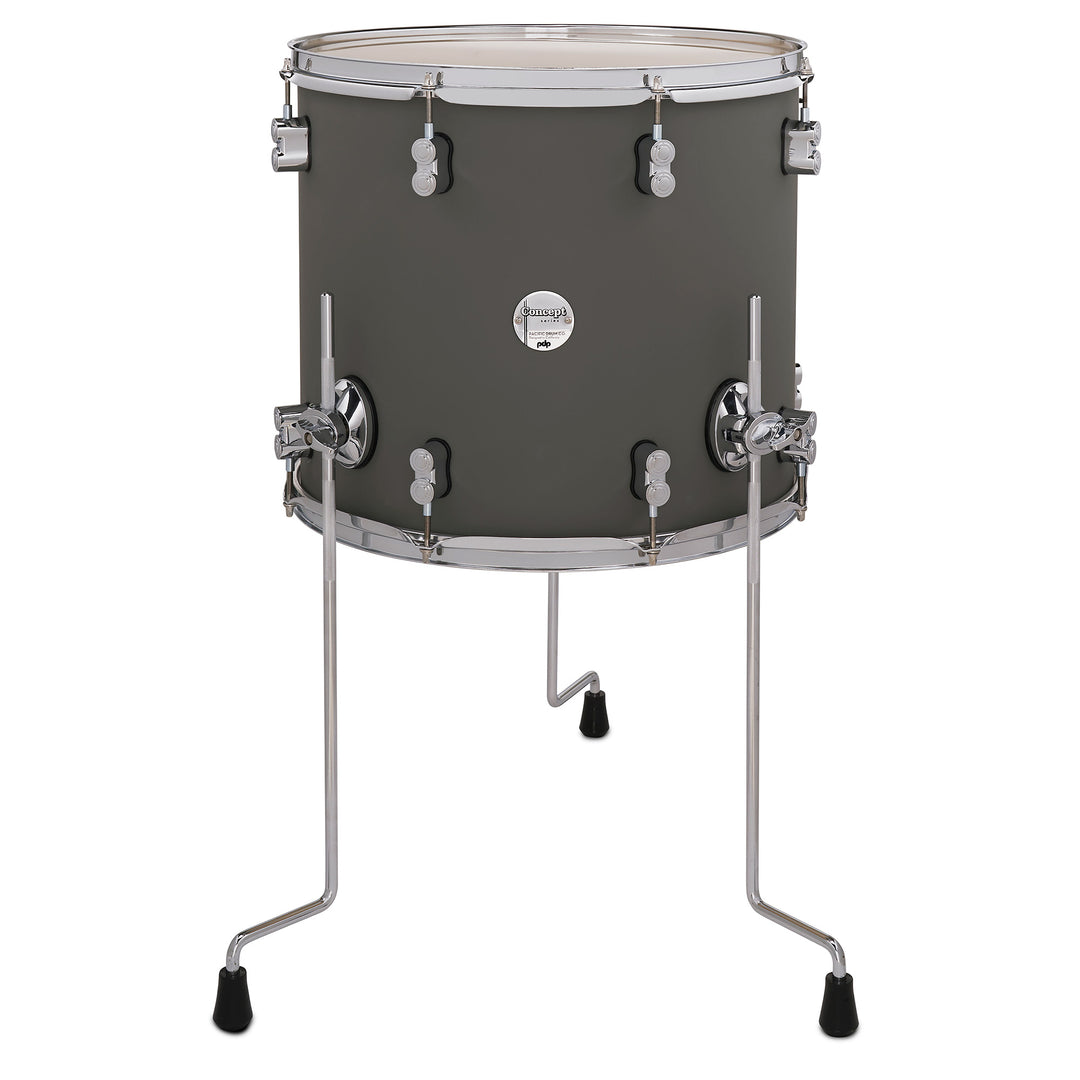 PDP Concept Maple Finish Ply 14x16 Floor Tom w/ Chrome Hardware - Satin Pewter
