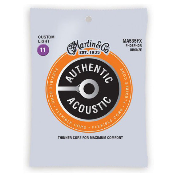Martin MA535FX Authentic Acoustic Flexible Core 92/8 Ph. Bronze Guitar Strings - Custom Light 11-52