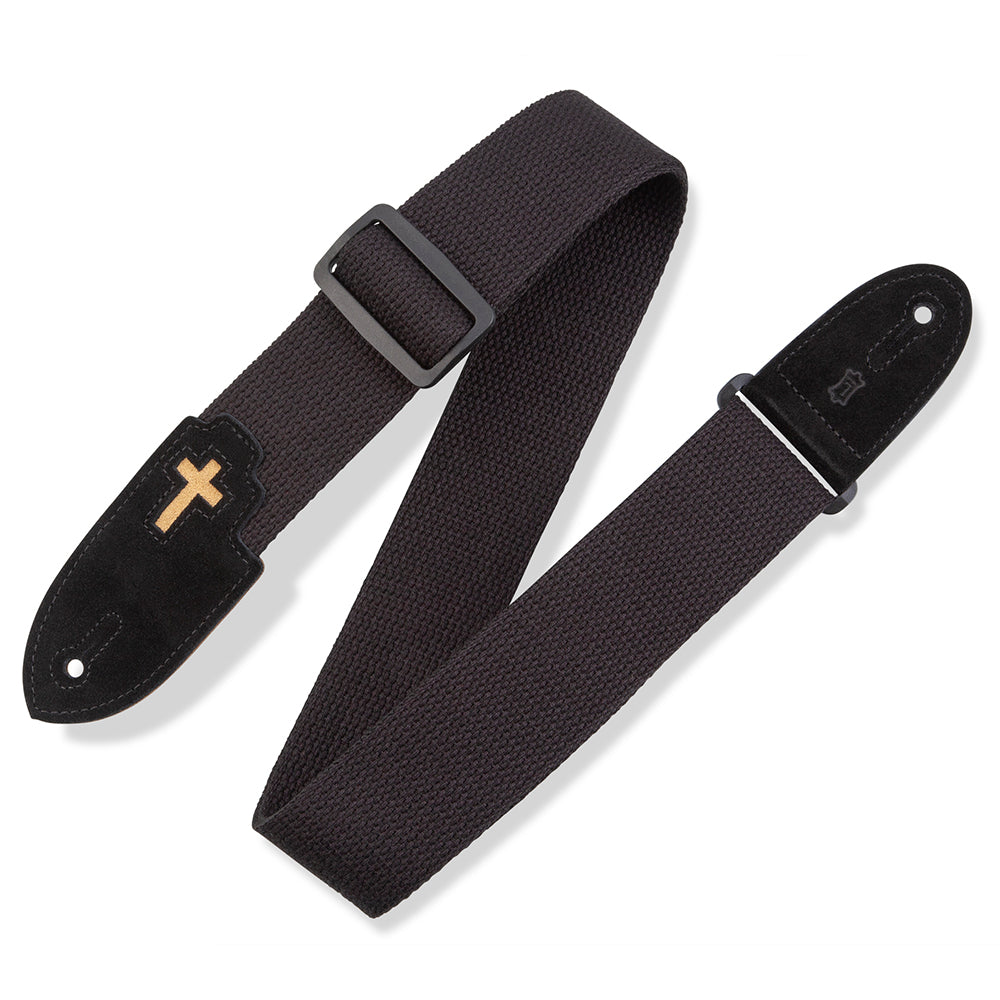 Levy’s MC8C-BLK Cross Inlay Guitar Strap - Black