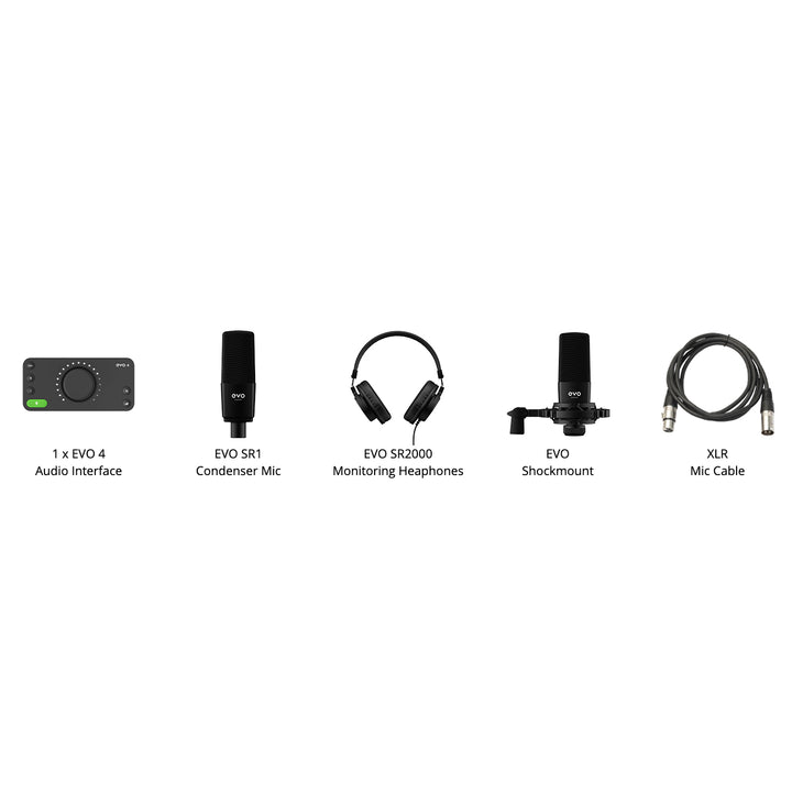 Audient EVO Start Recording Package (Interface, Mic, Headphones, Mount, Cable)