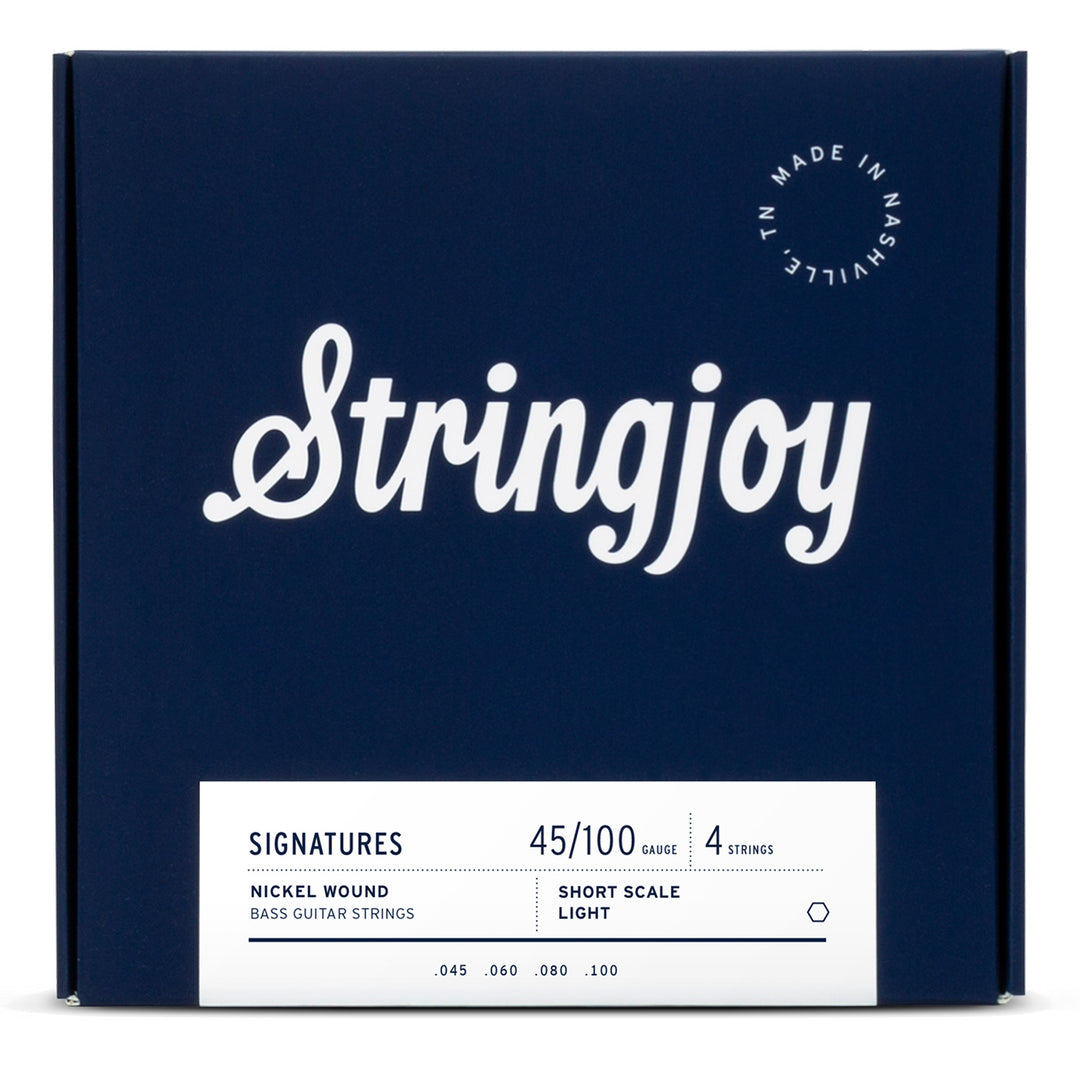 Stringjoy Light Gauge (45-100) 4 String Short Scale Nickel Wound Bass Guitar Strings