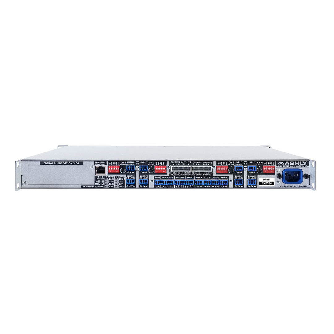 Ashly nXe754 amplifier plus OPDante and OPDAC4 Option Cards
