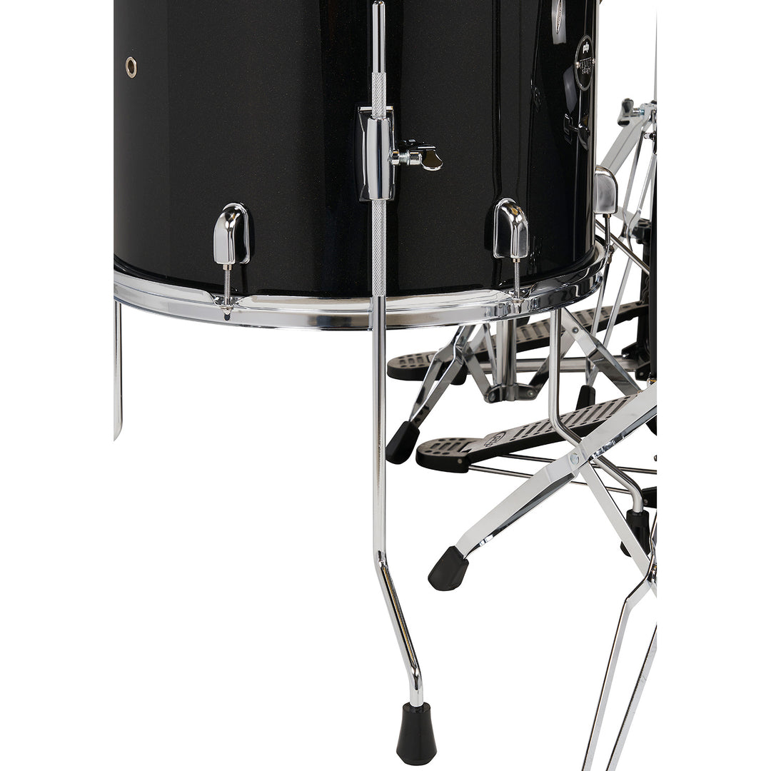 PDP Center Stage 5-Piece Complete Drum Kit w/ Hardware, Cymbals & Throne (7x10, 8x12, 12x14F, 14x20, 5x14 Snare) - Iridescent Black Sparkle