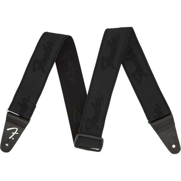 Fender WeighLess Running Logo Strap - Black