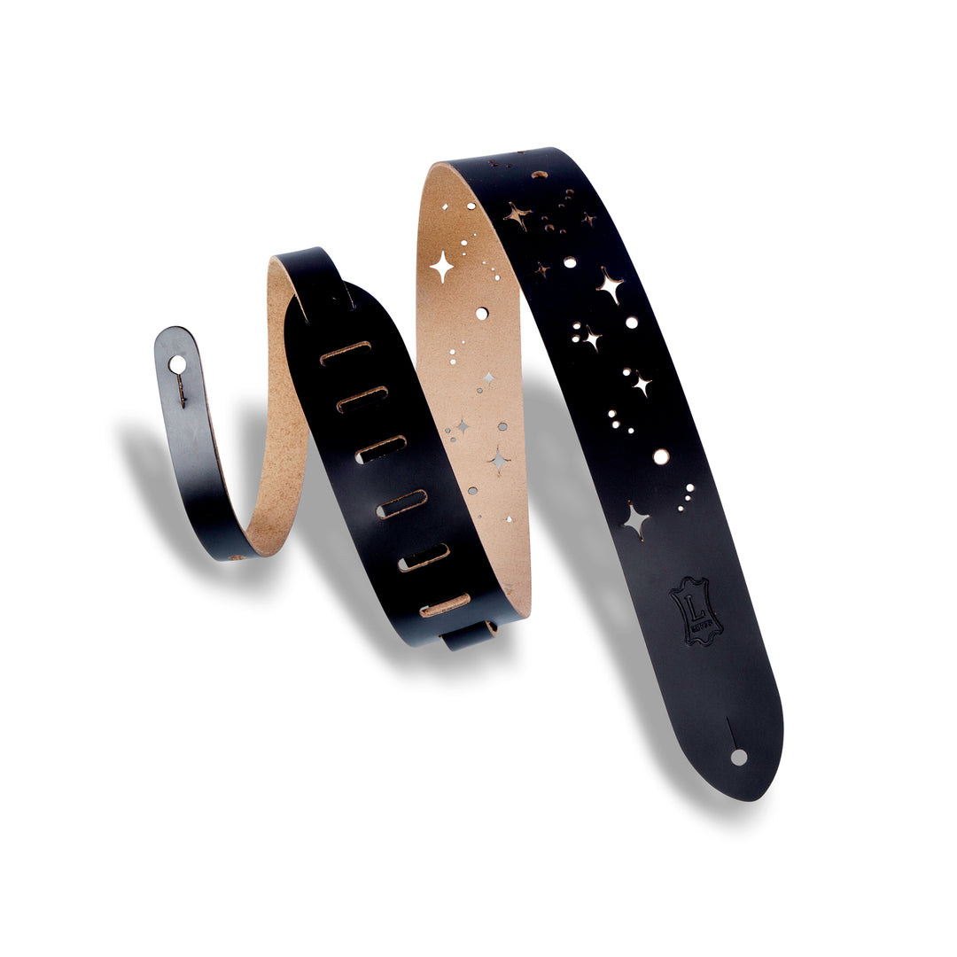 Levy's M12GSC-BLK Chrome Tan Leather Guitar Straps