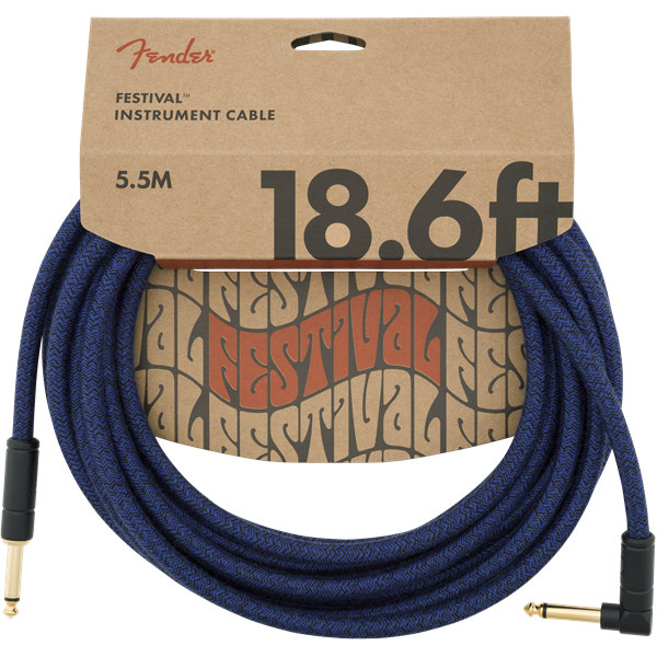 Fender Angled Festival Instrument Cable, Blue  - 18.6ft