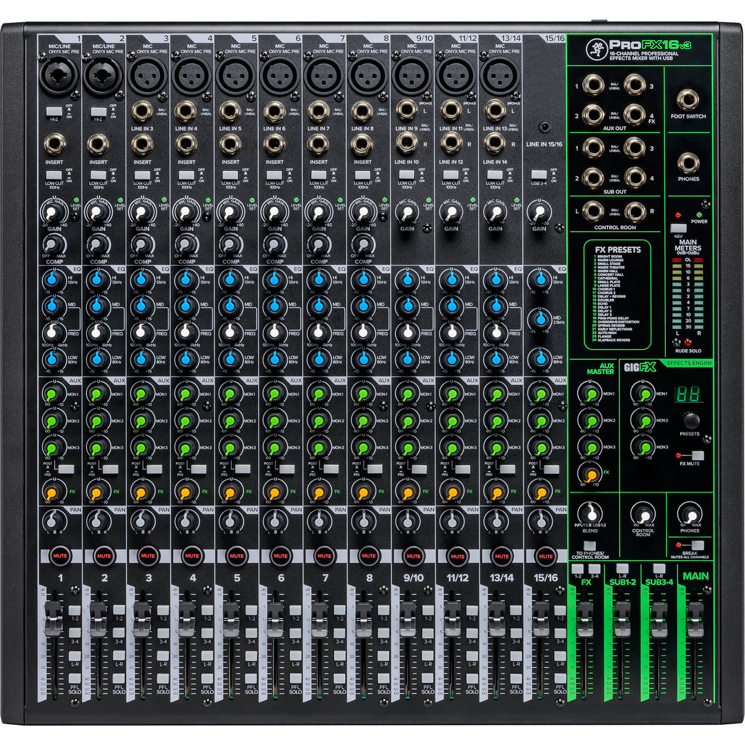 Mackie ProFX16v3 16-Channel Mixer w/ FX and USB Interface ProFX v3