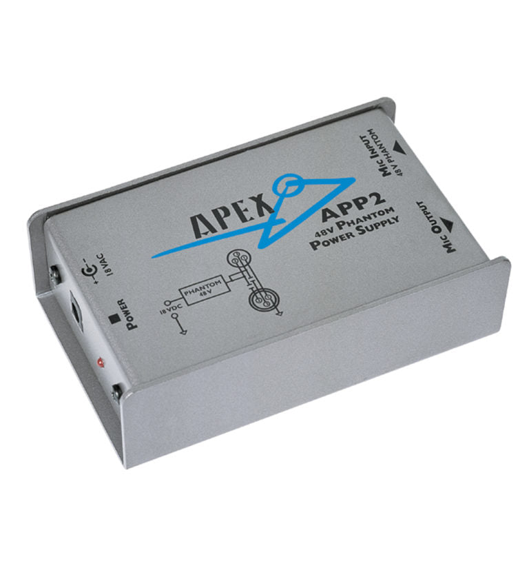 Apex APP2 Single 48V Phantom Power Supply - XLR female input, XLR male output – 18V AC adaptor Included