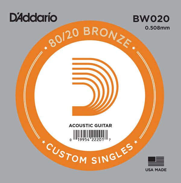 D'Addario BW020 - SINGLE 80/20 BRONZE WND 020