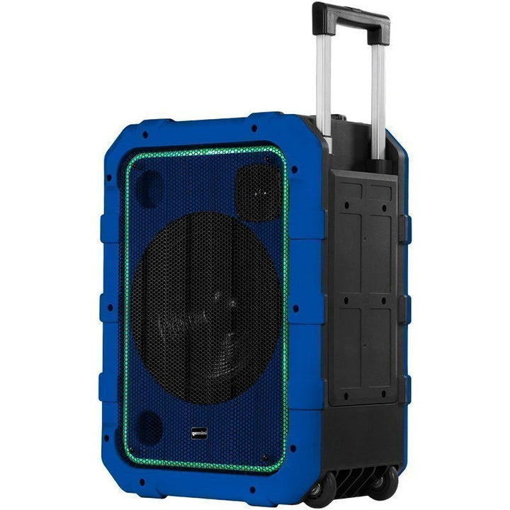 Gemini MPA-2400 Weather-Resistant Battery-Powered Trolley Speaker w/ Bluetooth and LED Light - Blue