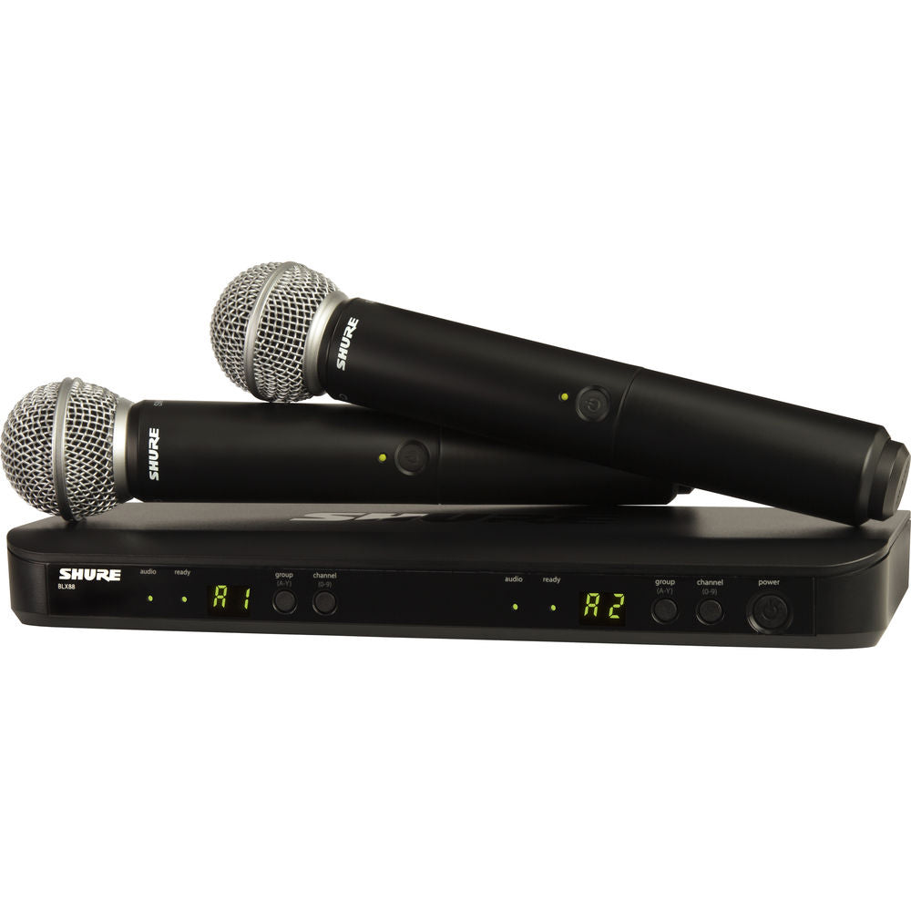 Shure BLX288 Dual-Channel Handheld Vocal Wireless Microphone System SM58 H11: 572 - 596 MHz