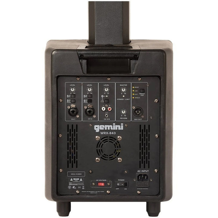 Gemini WRX-843 Powered Column Array PA Speaker System w/ 8” Subwoofer