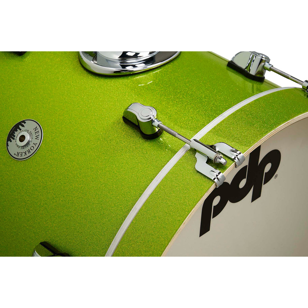 PDP-PDNY1604EL- PDP New Yorker 4-Piece Kit FinishPly Shell Pack (14x16 w/ BDM, 8x10, 12x13FT, 5x14 Snare) - Electric Green Sparkle