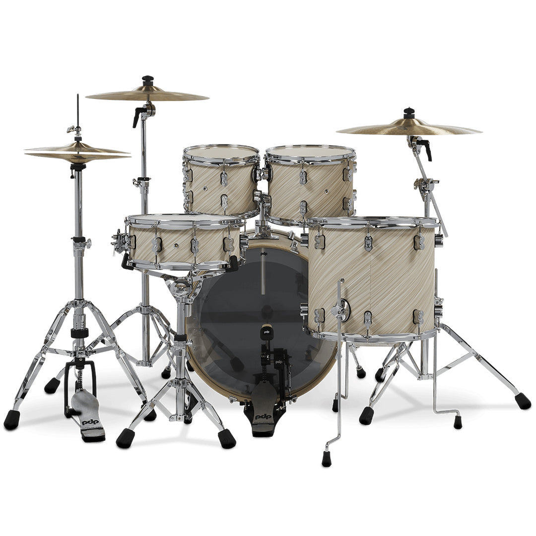 PDP Concept Maple Finish Ply CM5 5-Piece Kit Shell Pack w/ Chrome Hardware (18x22 w/ BDM, 8x10, 9x12, 14x16FT, 5.5x14 Snare) - Twisted Ivory
