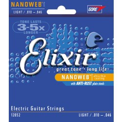 Elixir 12052 Electric Guitar 6 String NanoWeb Coated Light