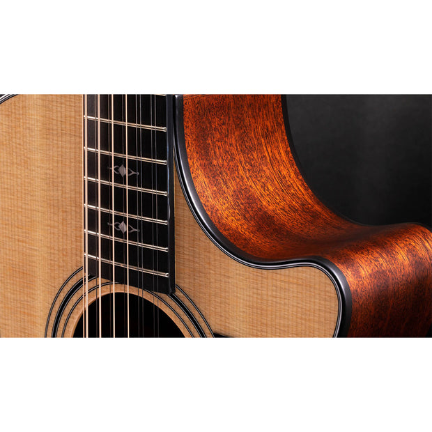 Taylor Guitars 352ce, West African Crelicam Ebony Fretboard, Expression System ® 2 Electronics, Venetian Cutaway with Taylor Deluxe Hardshell Brown Case